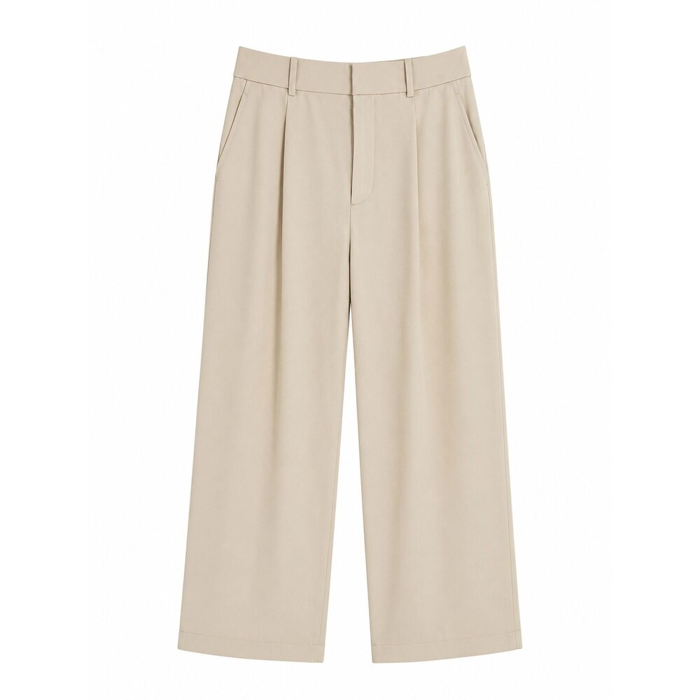 Women's Uniqlo Ivory/Cream High Rise Pleat Front Crop Dress Career  Pants Size S